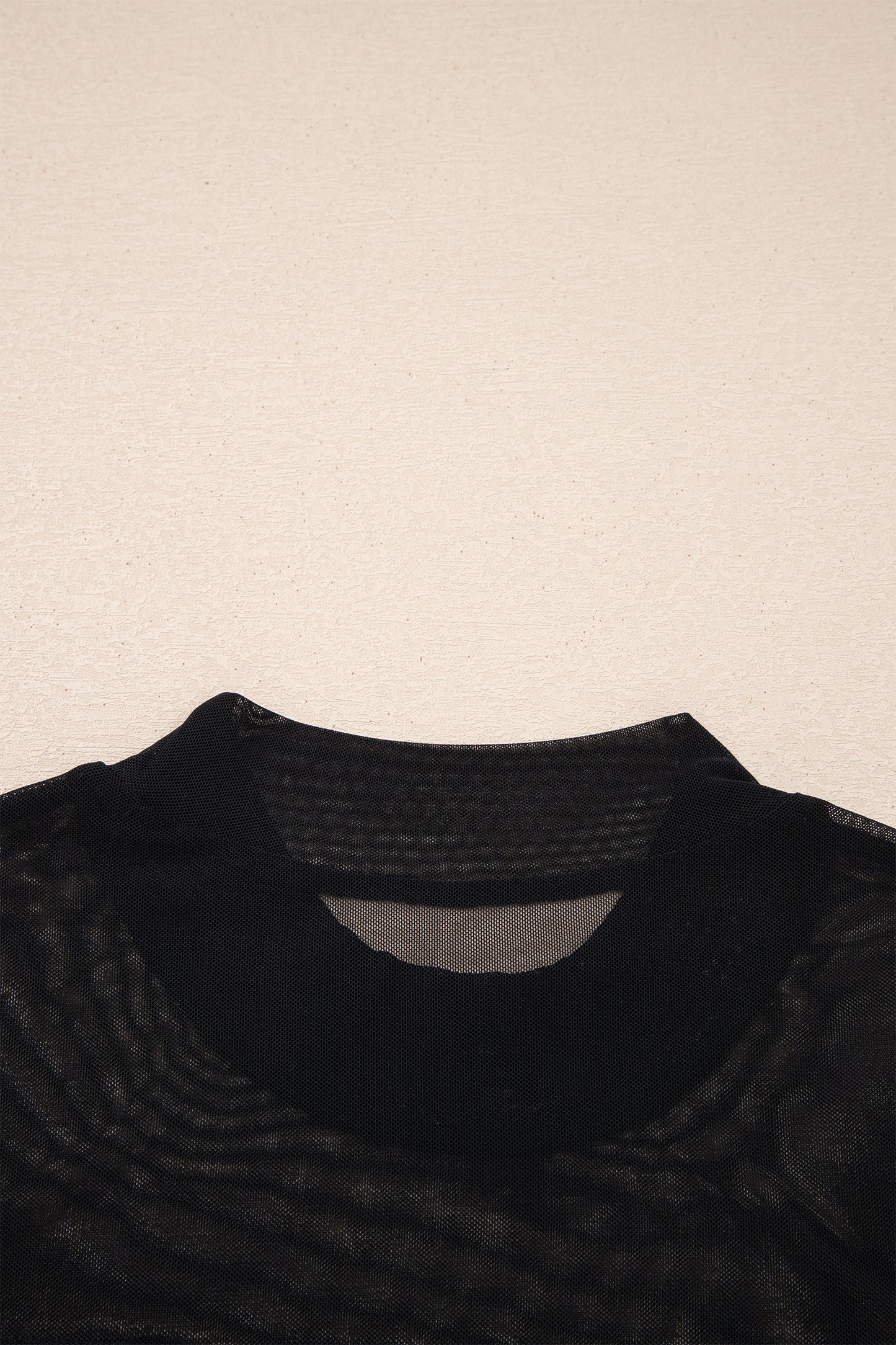 Black Sheer Mesh Patchwork Cap Sleeve T Shirt