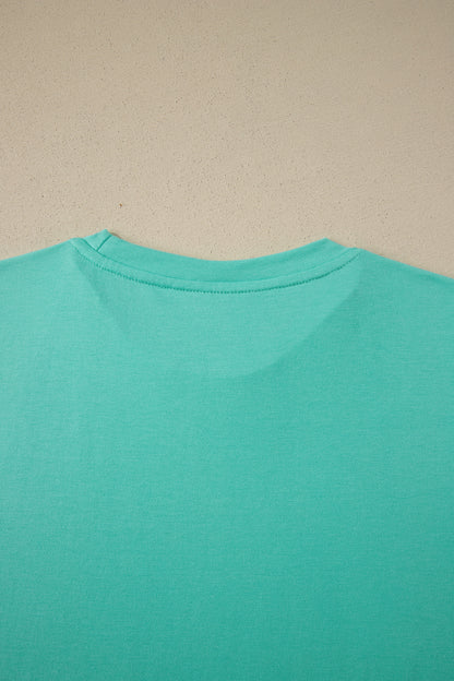 Mint Green Casual Plain Crew Neck Tee