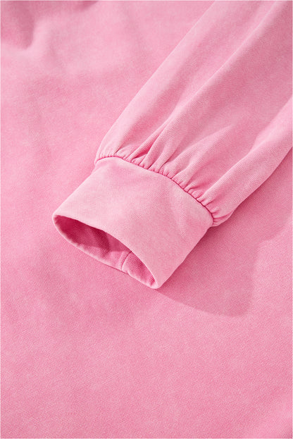 Bonbon Waffle Bowknot Patchwork Graphic Mineral Wash Plus Size Sweatshirt