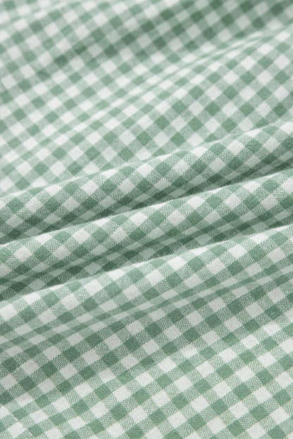 Green Contrast Trim Plaid Print Plus Size Shorts