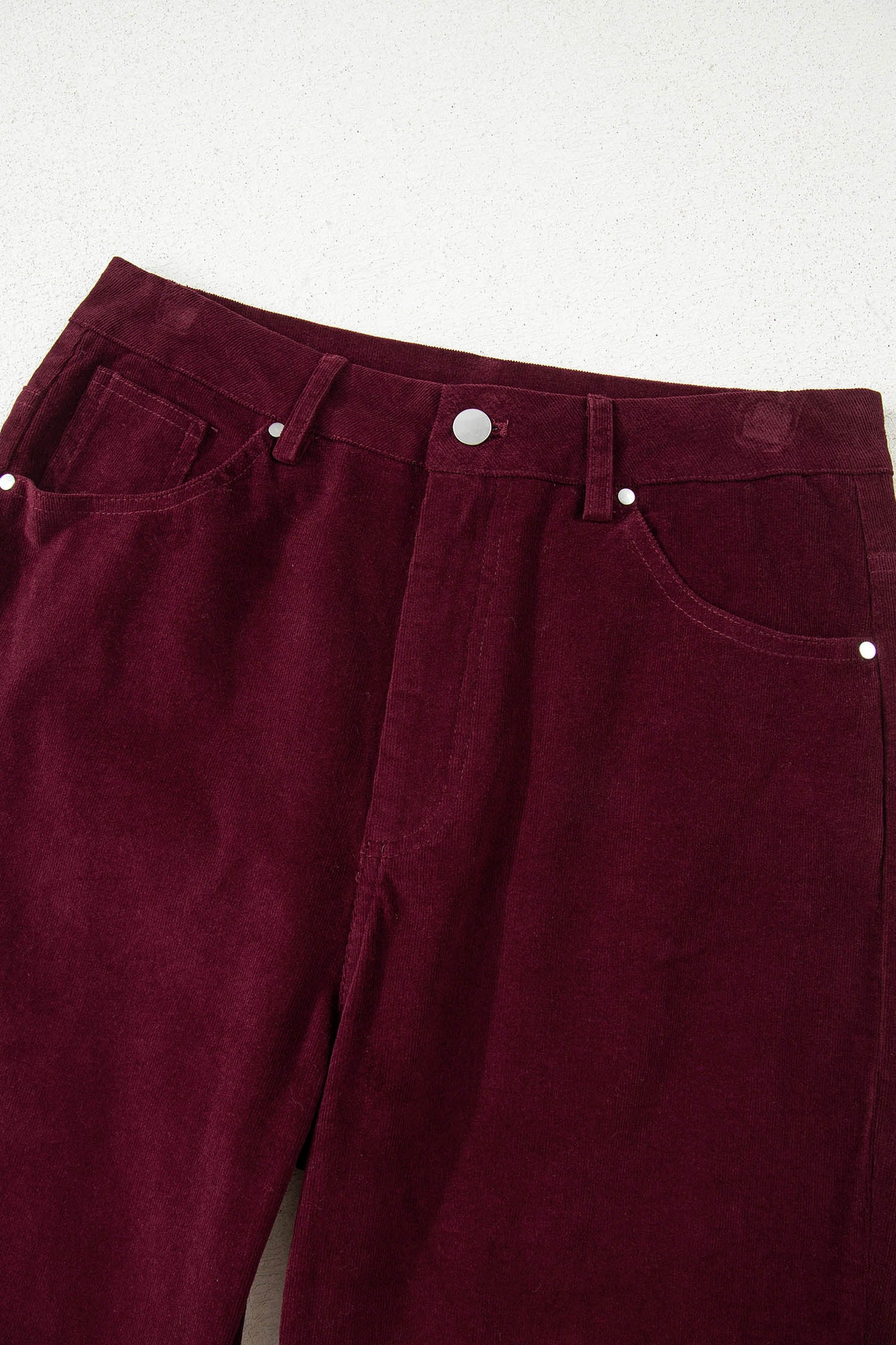 Vineyard Green Corduroy Solid Color High Waist Wide Leg Pants