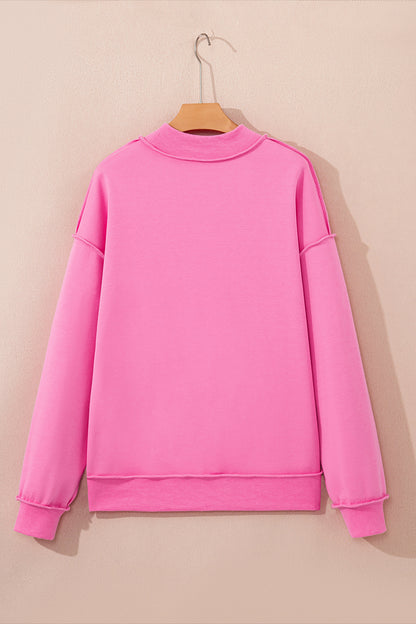 Dark Blue Oversize Drop Shoulder Reversible Mock Neck Sweatshirt