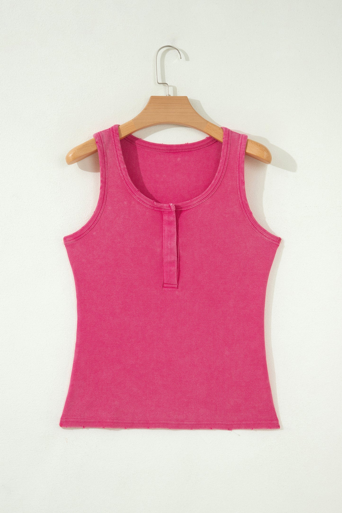 Blue Vintage Distressed Ribbed Mineral Wash Tank Top