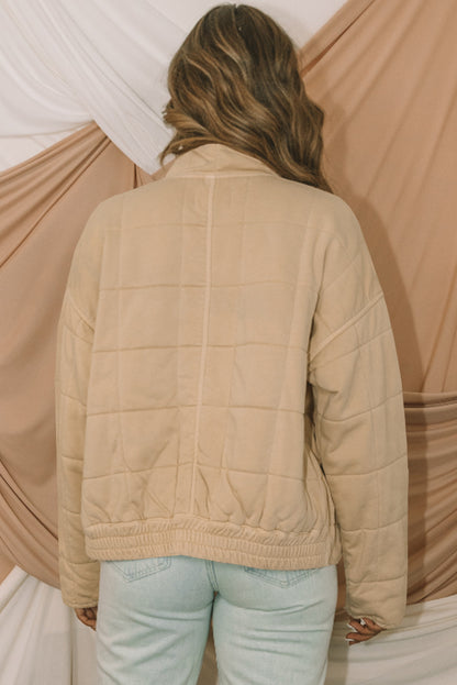 Black Zip-Up Pocket Quilted Jacket