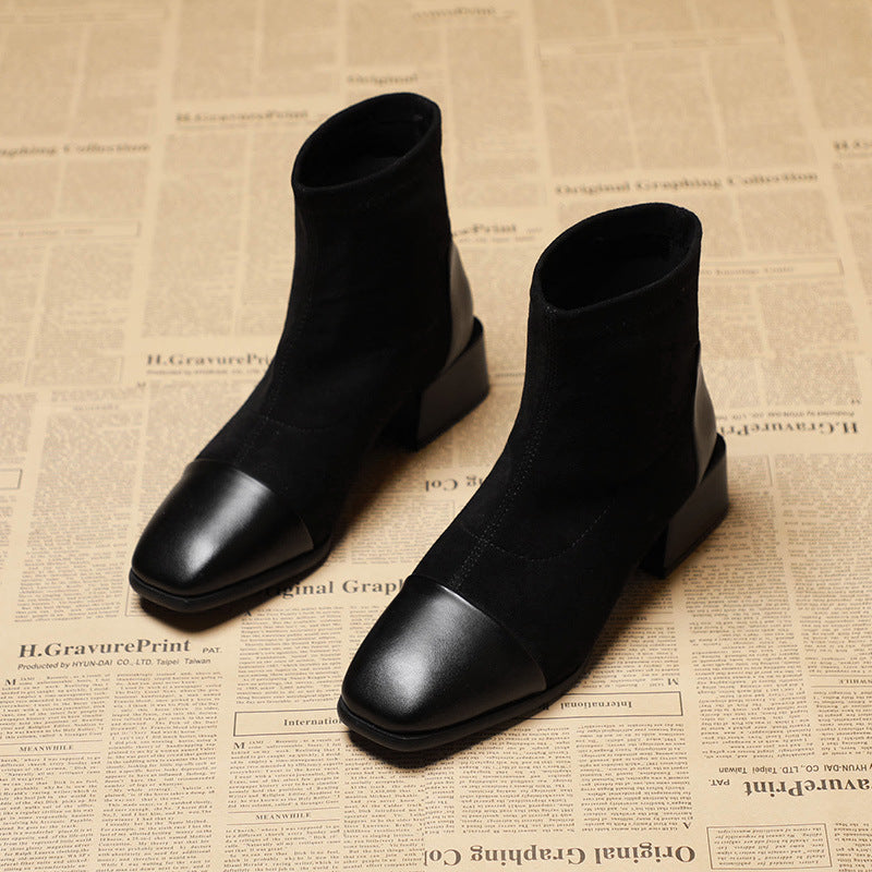 Versatile Women's Thick Heel Short Boots