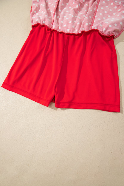 Black Polka Dot Drawstring Casual Mini Skort