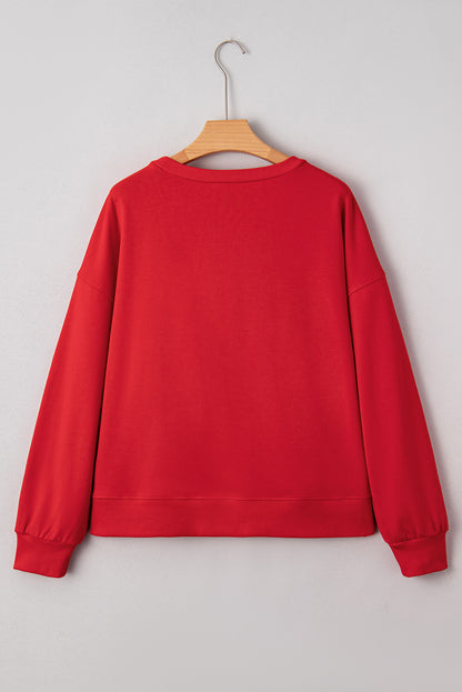 Fiery Red Merry Script Holiday Christmas Graphic Sweatshirt