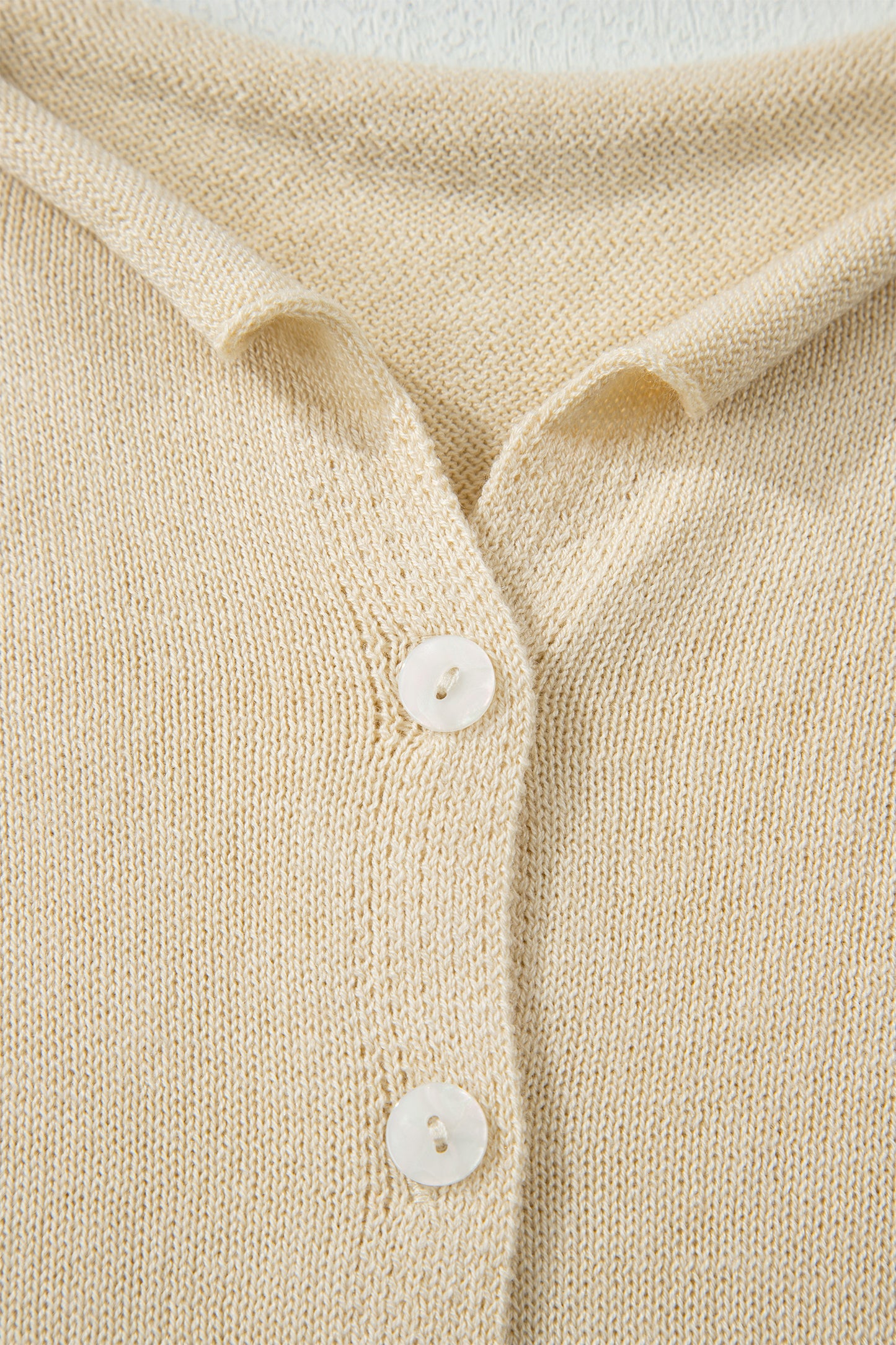 Apricot Buttoned Front Rolled Hem Cap Sleeve Sweater Top