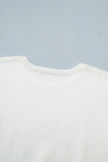 White Wild West Horse Head Printed Short Sleeve Sweater
