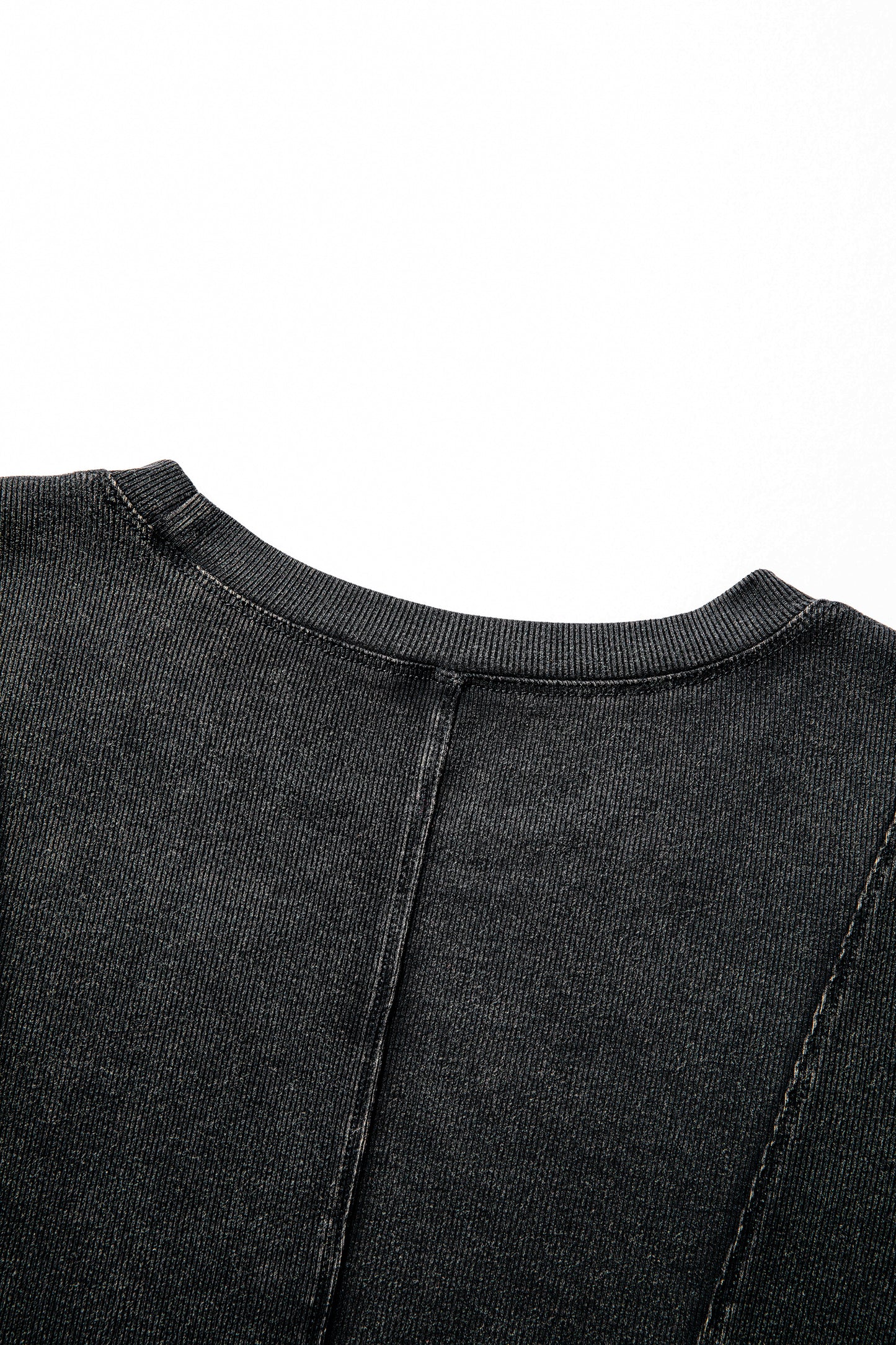 Burgundy Exposed Seam Ribbed Long Sleeve Top