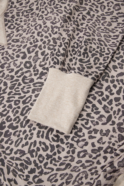 Pink Leopard Print Patchwork Crew Neck Sweatshirt