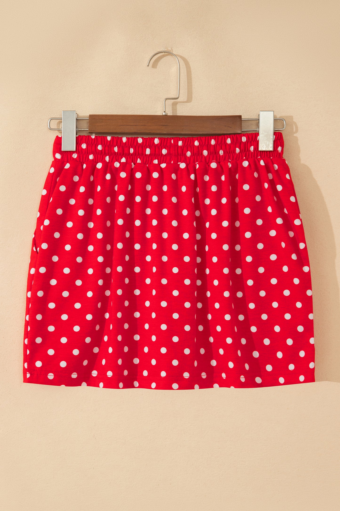 Black Polka Dot Drawstring Casual Mini Skort