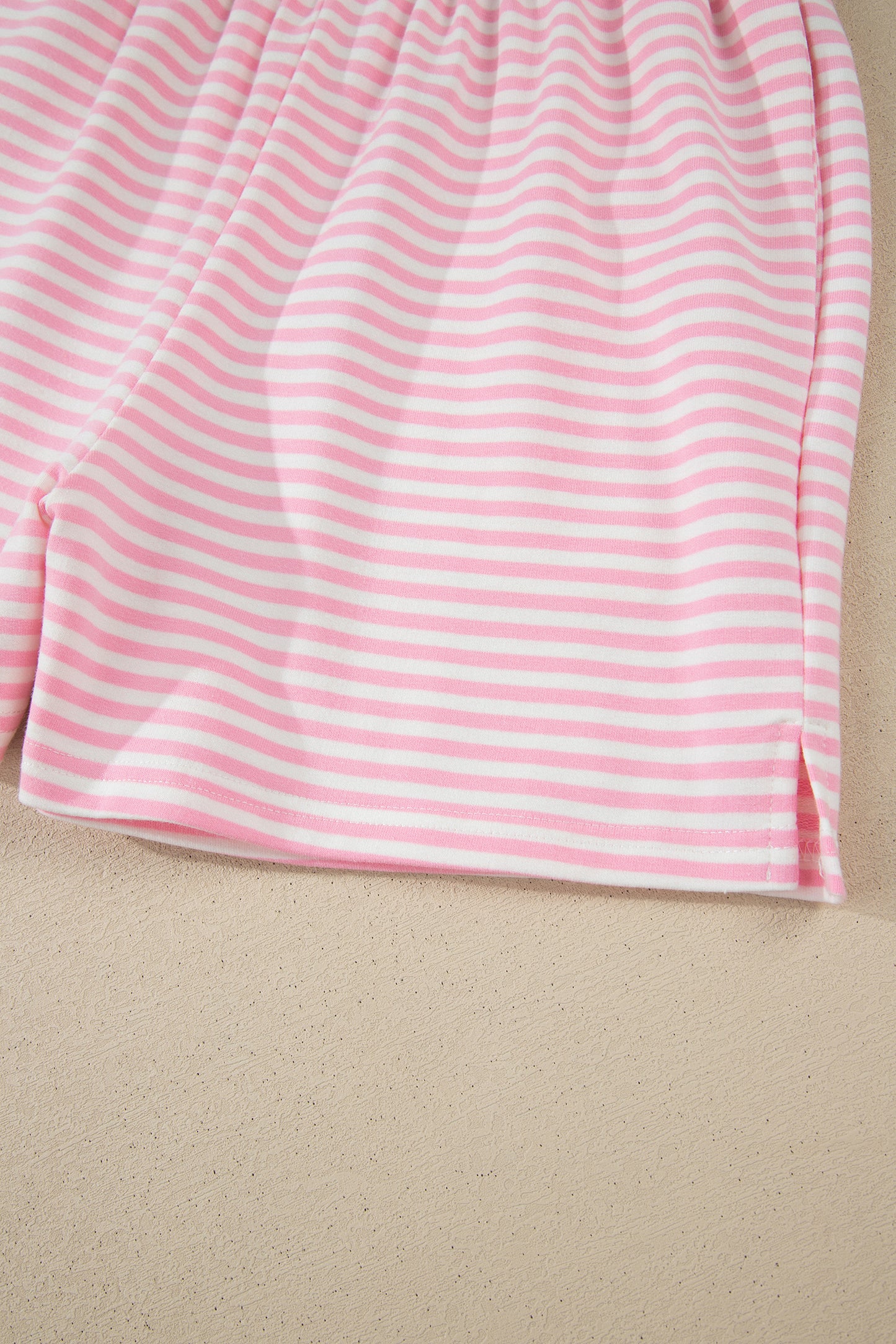 Sky Blue Stripe Oversize Mock Neck Sweatshirt and Shorts Set