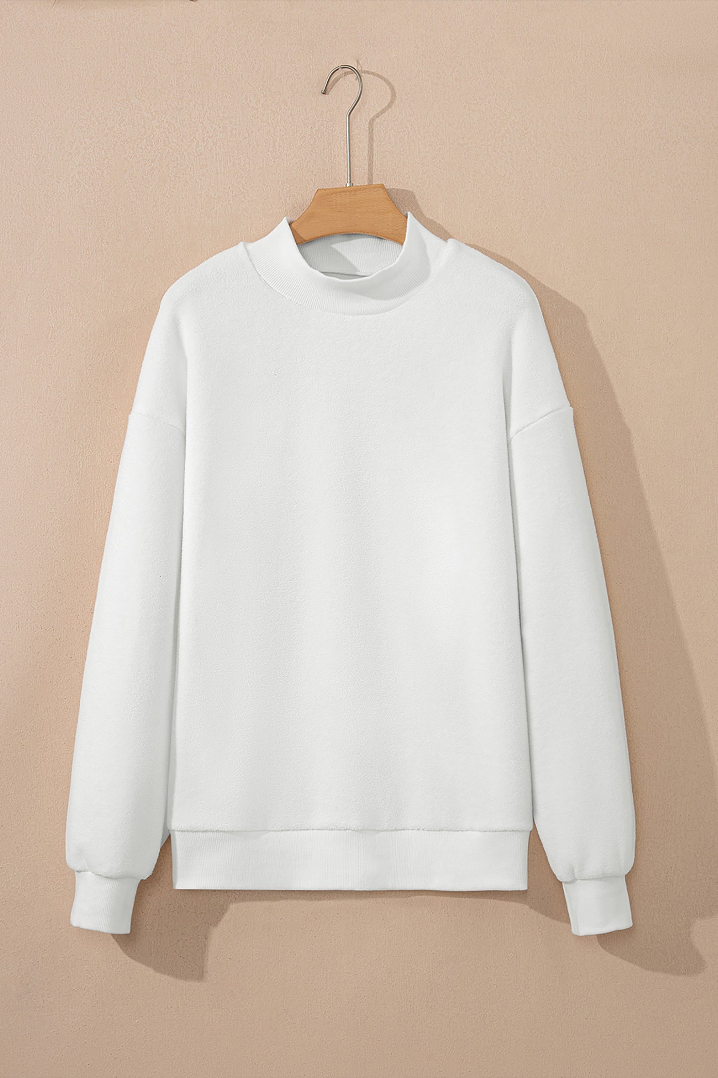 Dark Blue Oversize Drop Shoulder Reversible Mock Neck Sweatshirt