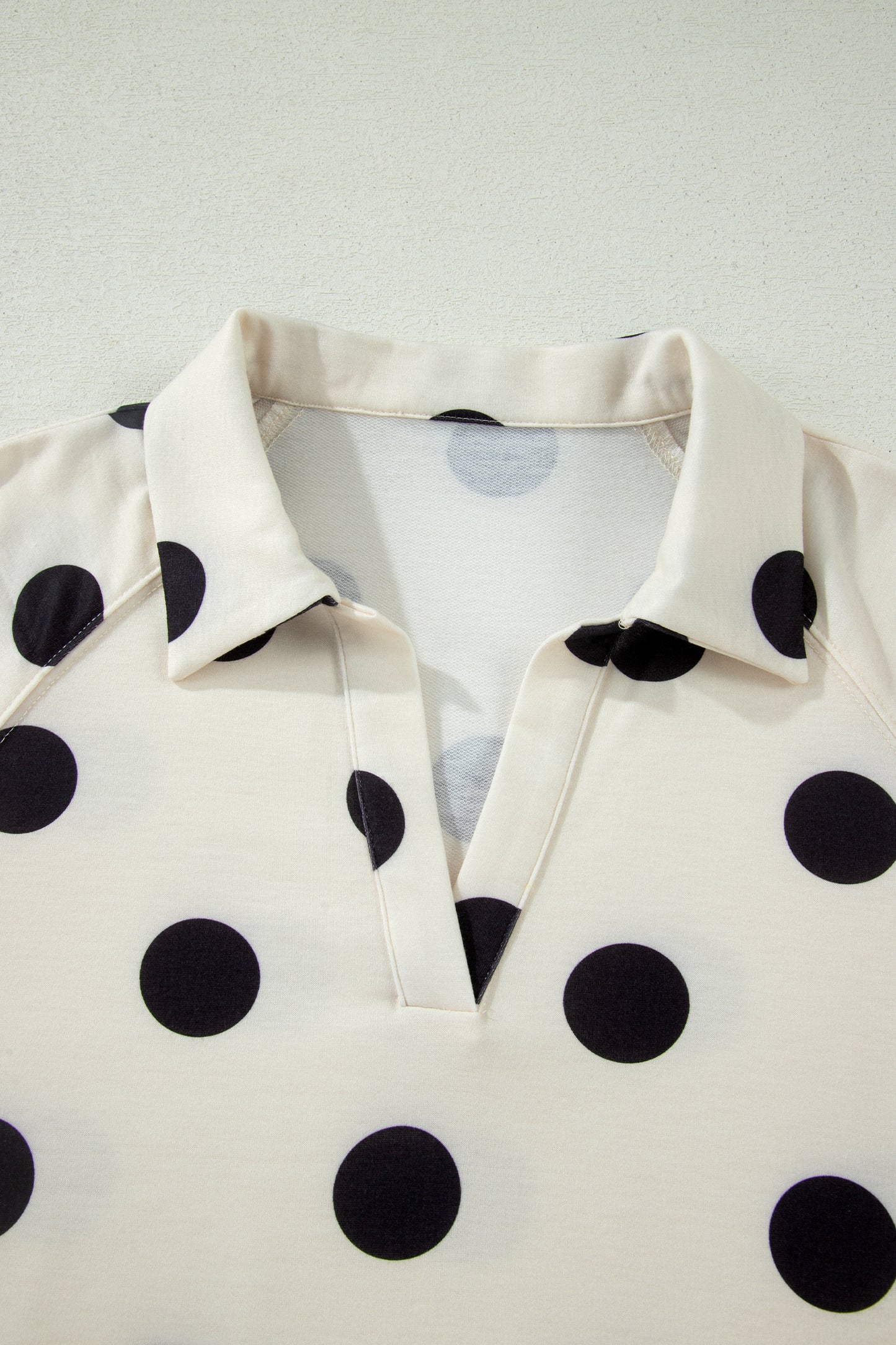 Pink Polka Dot Print V Neck Tee Short Set