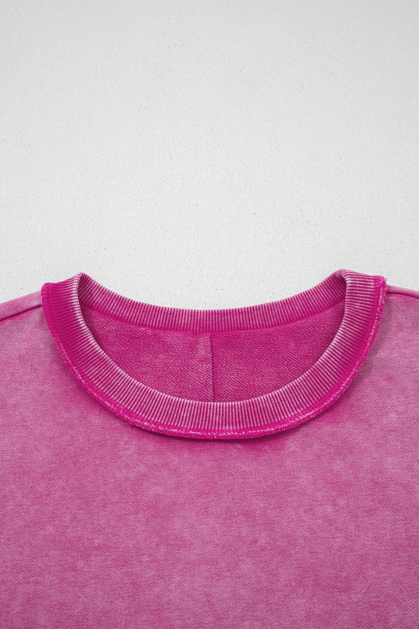 Rose Red Mineral Wash Exposed Seam Side Slit Sweatshirt