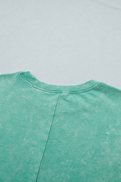 Dark Grey Solid Color Cotton Mineral Washed Oversize Tee