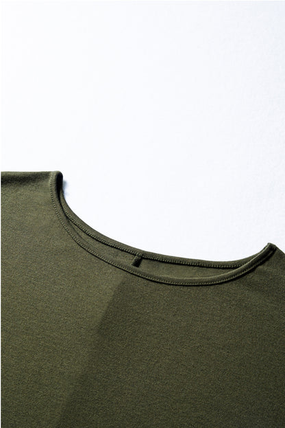 Four Leaf Clover Solid Color Extended Cuffs Long Sleeve Top
