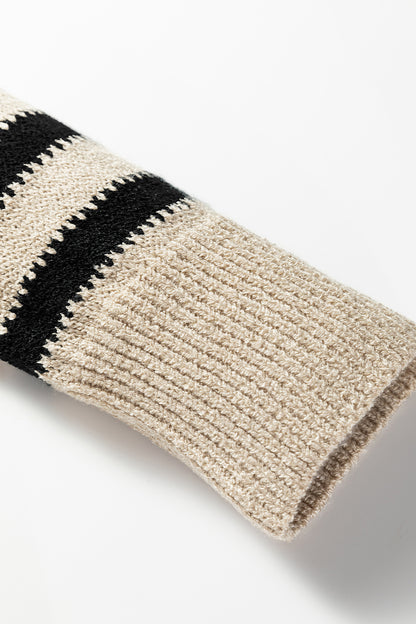Black Stripe Drop Shoulder Sleeve Patchwork Baggy Sweater
