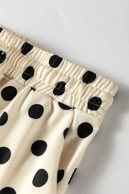 Green Polka Dot Oversized Top Drawstring Short Set