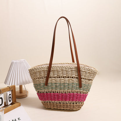 Three-Color Basket Green Pink Coffee