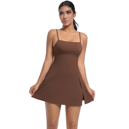 Jumpsuit Tennis Skirt-Chestnut