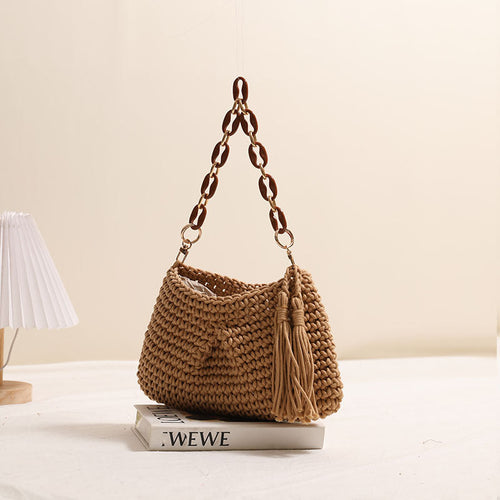 Boho Chic Woven Shoulder Bag