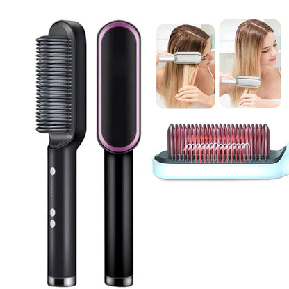 Professional Anti-Scald Hair & Beard Straightener Comb – Quick Heat, Safe Styling