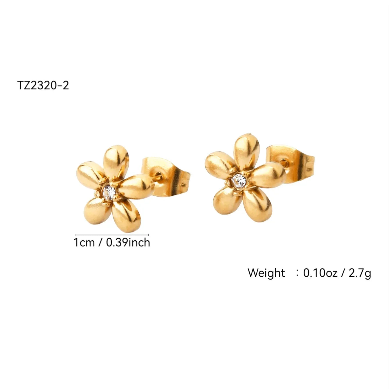 Romantic 18K Gold-Plated Stainless Steel Flower Jewelry Set