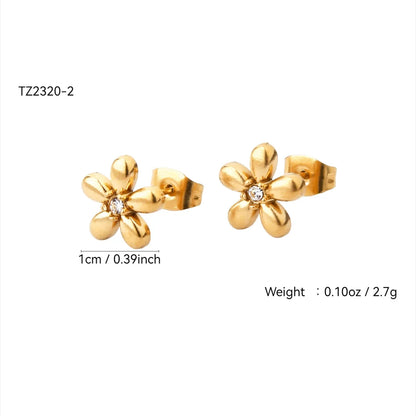 Romantic 18K Gold-Plated Stainless Steel Flower Jewelry Set