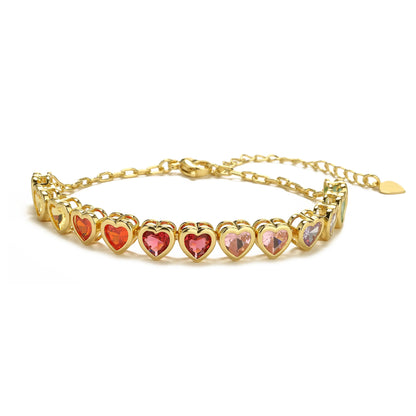 Rainbow Heart Jewelry Set Colorful Zircon Necklace