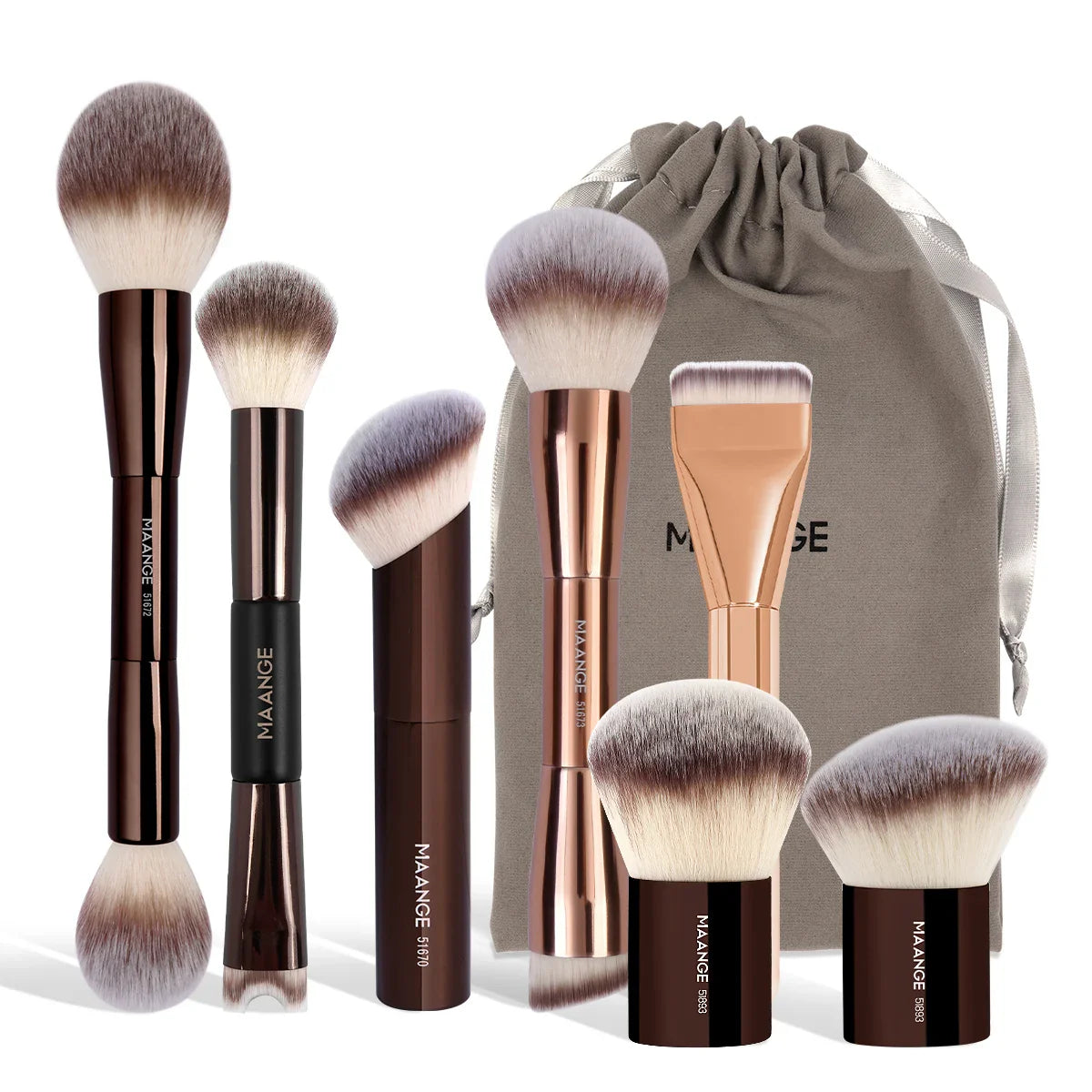 MAANGE 7PCS Dual-Ended Makeup Brush Set