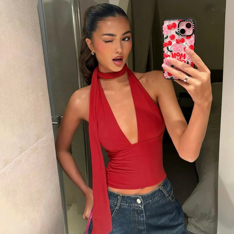 Sexy Backless Halter Tank Top for Women 