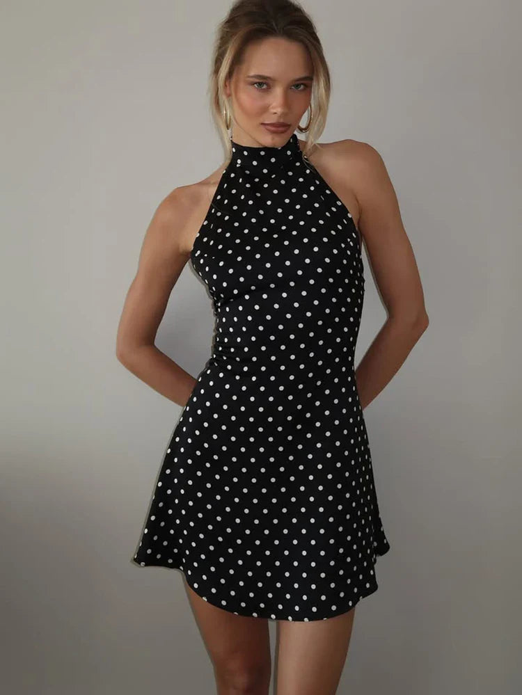 Polka Dot Halter Mini Dress