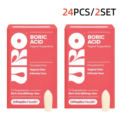 O Positiv Health Boric Acid Suppositories 12pcs – 600mg with Aloe