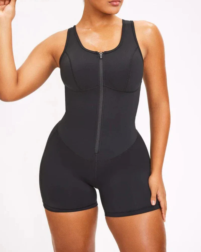 Black Slimming Bodysuit with Front Hooks