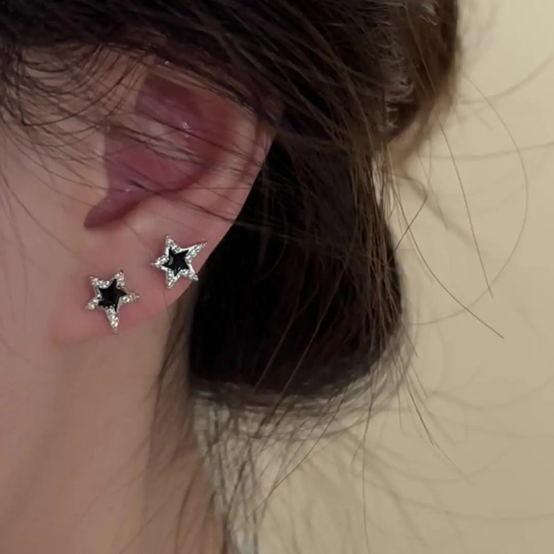 6PCS Crystal Bowknot & Heart Stud Earrings Set