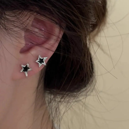 6PCS Crystal Bowknot & Heart Stud Earrings Set