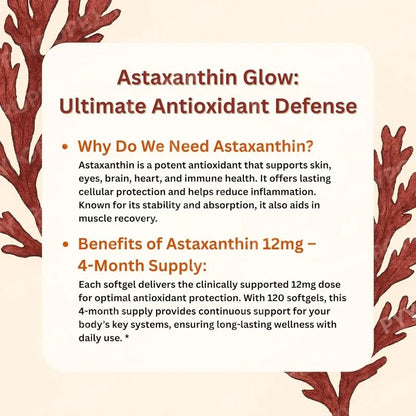 Astaxanthin 12mg Antioxidant Supplement – 120 Softgels