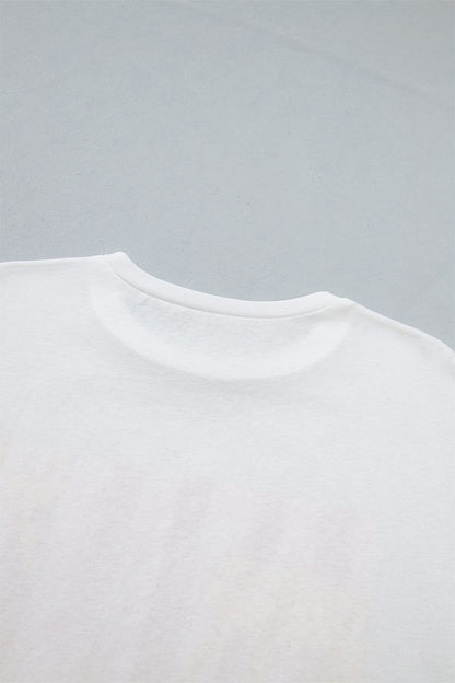 White Cheetah Striped Print Retro Fashion Graphic Tee