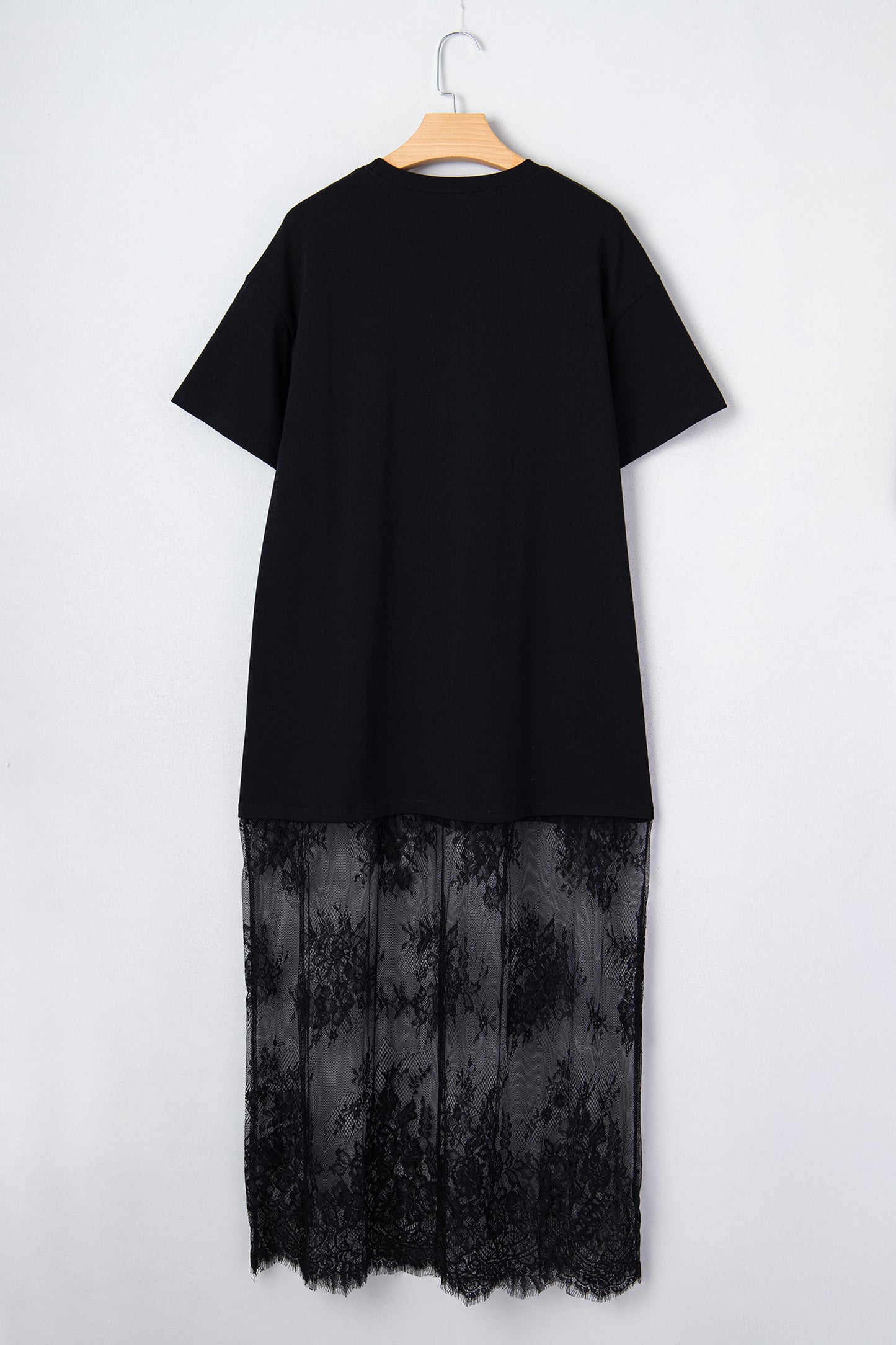 Red Sandalwood Floral Patchwork Short Sleeve T Shirt Loose Maxi Dress