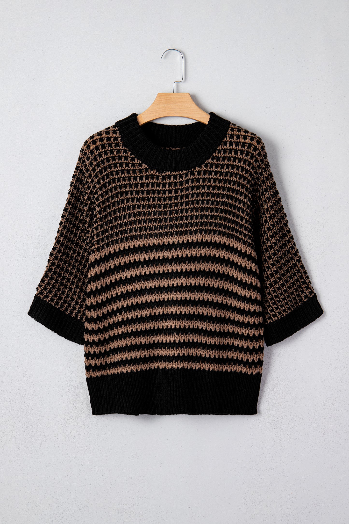 Red Stripe 3/4 Draped Sleeve Slouchy Sweater