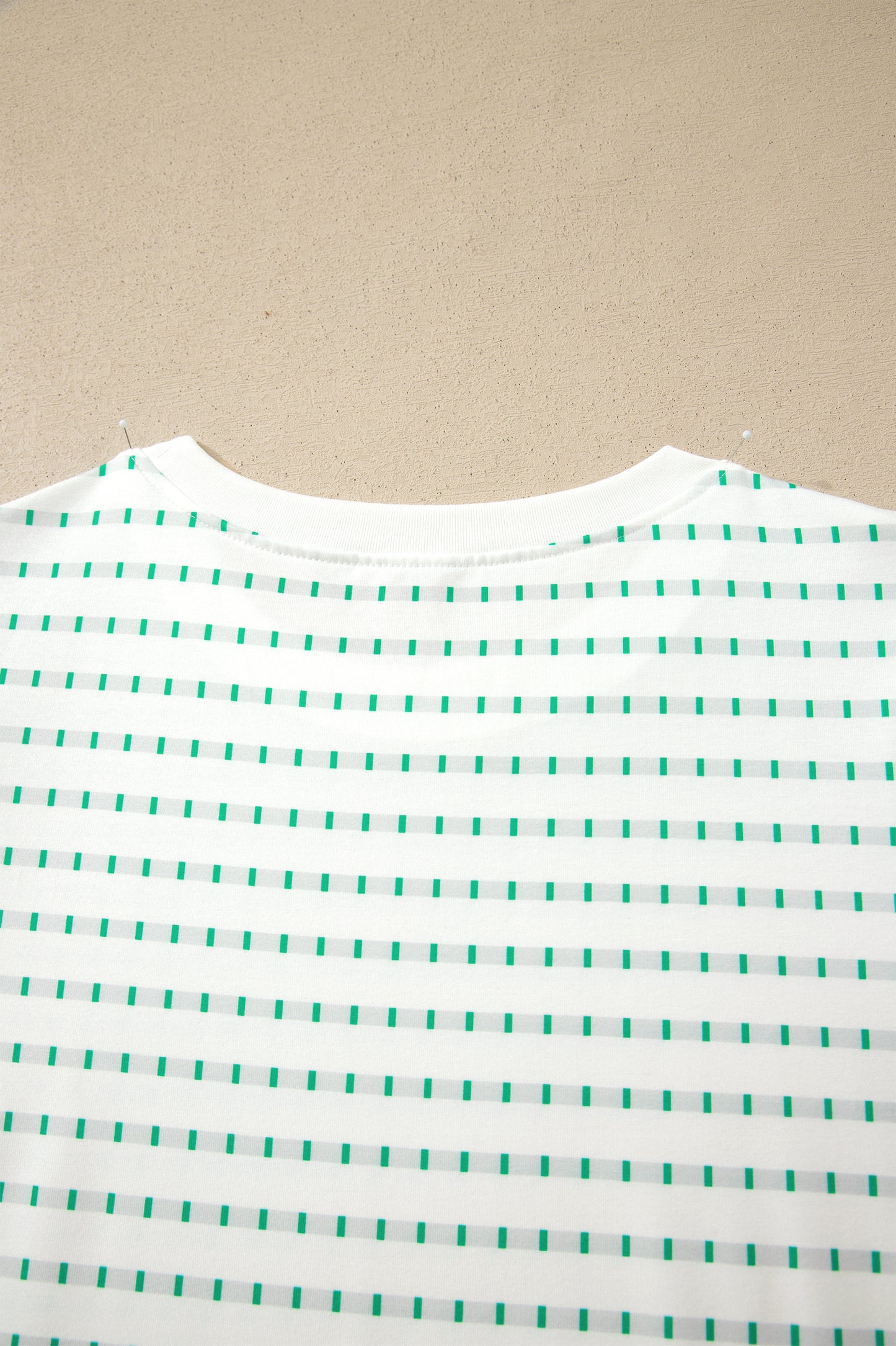 Green Striped Short Puff Sleeve Top