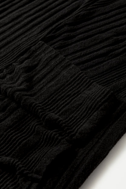 Stone Blue Ribbed Open Front Knitted Top with Pockets