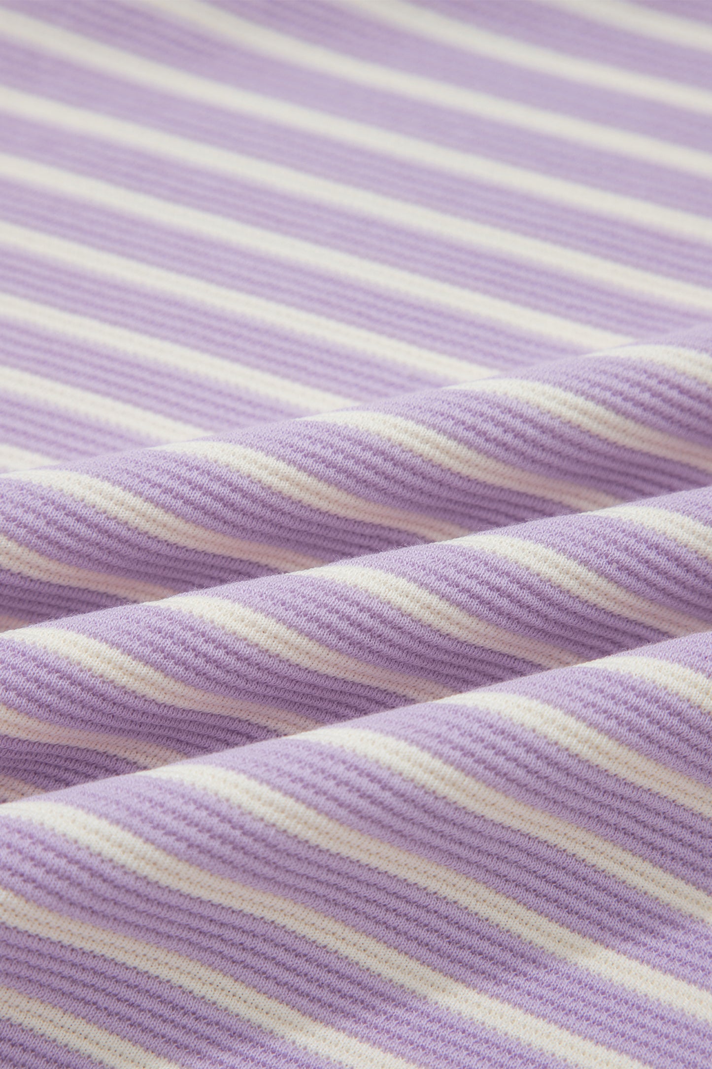 Purple Stripe Striped Colorblock Paneling Collar Cuff Hem Texture T-Shirt