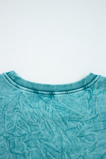 Mineral Red saved by grace Letter Embroidery Mineral Wash Loose Sweatshirt