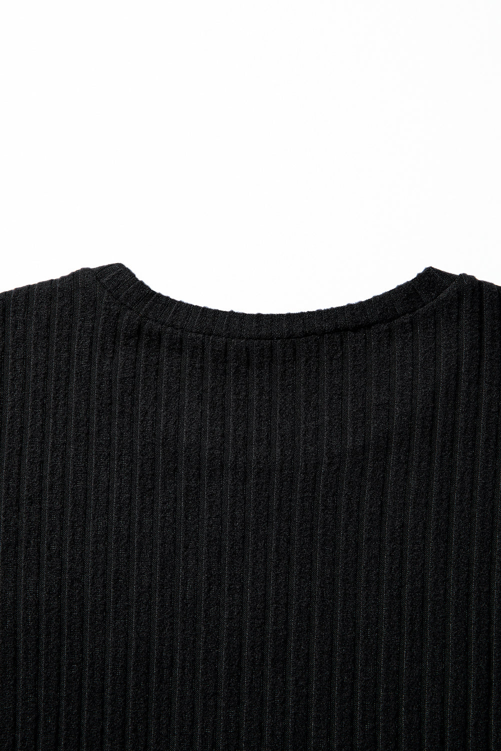Jet Stream Ribbed Texture Round Neck Long Sleeve Rounded Hem Knit Top