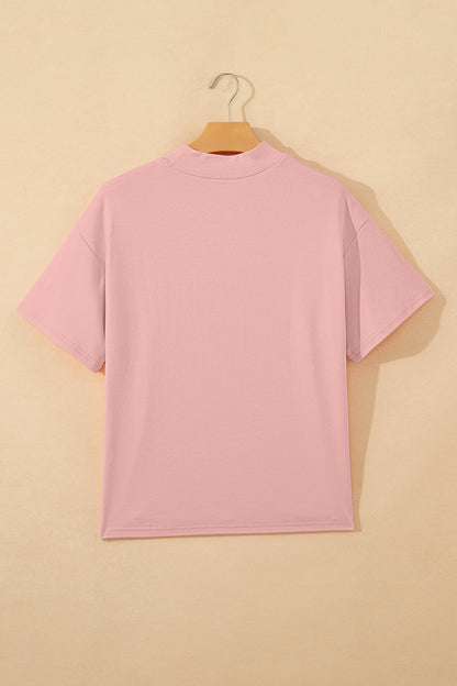 Black Solid Color High Neck Oversize Tee