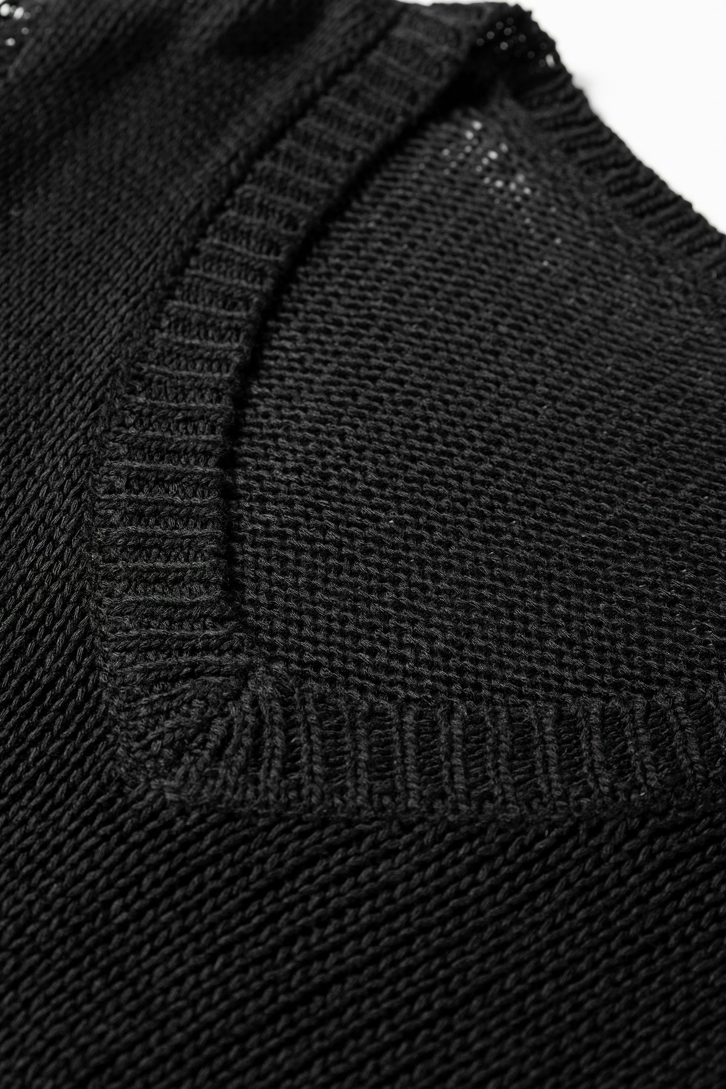 Beau Blue Solid V Neck Pointelle Knit Sleeve Patchwork Sweater