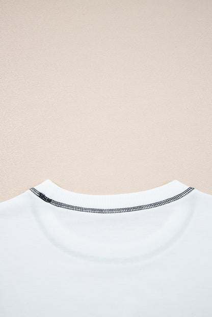 Red Stripe Colorblock Patchwork Contrast Stitching Oversize Sweatshirt
